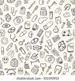 Big set of construction icons. Hand drawn elements. Seamless pattern.