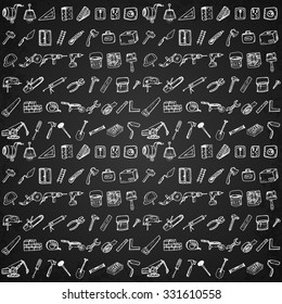 Big set of construction icons. Hand drawn elements.