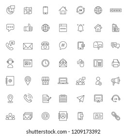 big set of contact icon with simple outline and modern style, editable stroke vector eps 10