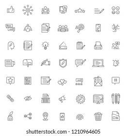 big set of content creator icons vector design with simple outline and modern style, editable stroke