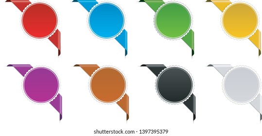 big set of corner ribbon banners