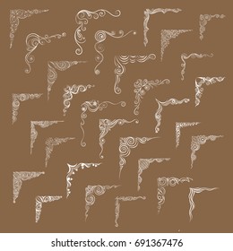 Big set of corners, frame, decorative design elements calligraphic vector. You can use a greeting card and laser cutting for wedding decoration