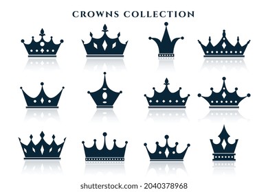 big set of crowns in different styles