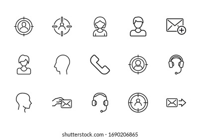 Big set of customer line icons. Vector illustration isolated on a white background. Premium quality symbols. Stroke vector icons for concept or web graphics. Simple thin line signs. 