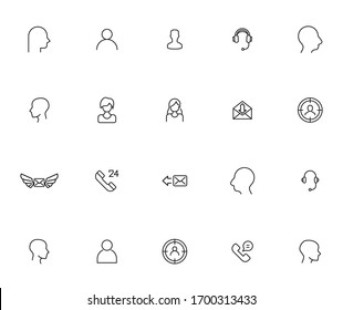 Big set of customer line icons. Vector illustration isolated on a white background. Premium quality symbols. Stroke vector icons for concept or web graphics. Simple thin line signs. 