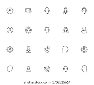Big set of customer line icons. Vector illustration isolated on a white background. Premium quality symbols. Stroke vector icons for concept or web graphics. Simple thin line signs. 