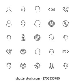 Big set of customer line icons. Vector illustration isolated on a white background. Premium quality symbols. Stroke vector icons for concept or web graphics. Simple thin line signs. 