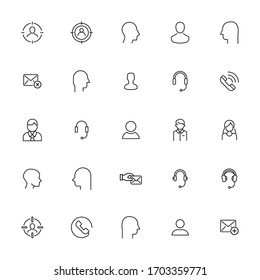 Gran conjunto de iconos de línea de cliente. Ilustración vectorial aislada en un fondo blanco. Símbolos de calidad superior. Iconos vectoriales de trazo para conceptos o gráficos web. Sencillas señales de línea delgada. 
