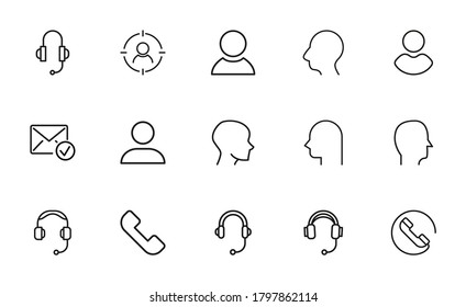 Big set of customer line icons. Vector illustration isolated on a white background. Premium quality symbols. Stroke vector icons for concept or web graphics. Simple thin line signs.