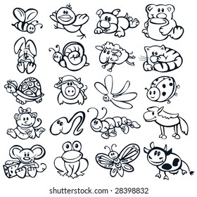 Big set of cute animals.