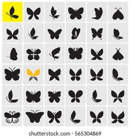 Big set of cute butterflies
