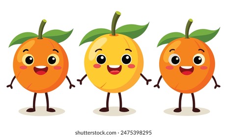 Big Set cute cartoon realistic fruits characters