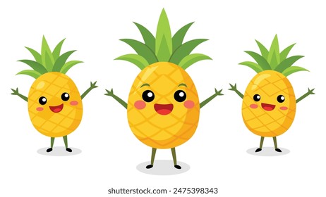 Big Set cute cartoon realistic fruits characters