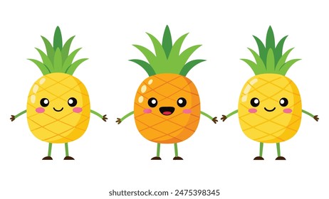 Big Set cute cartoon realistic fruits characters