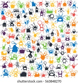 Big set of cute color monsters isolated on white. 