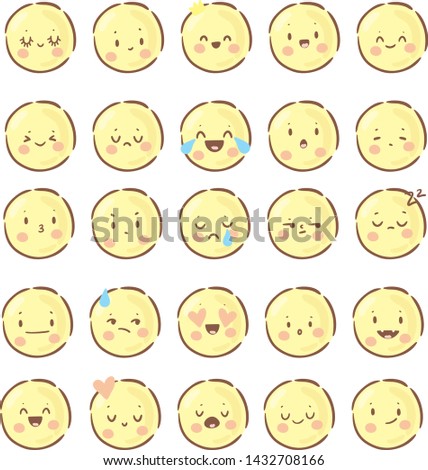 Big set with cute funny smiles/ emotion colletion
