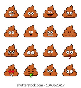 Big set of cute happy poo emotions,vector illustration