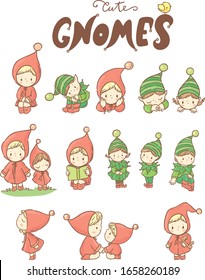 Big set with cute little gnomes and elves