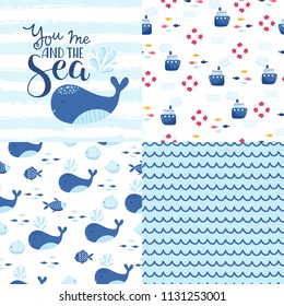 Big set of cute marine elements