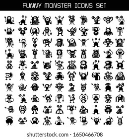 big set of cute monsters cartoons and aliens