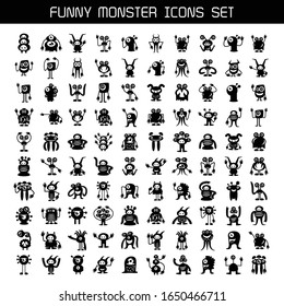 big set of cute monsters cartoons and aliens