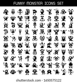 big set of cute monsters cartoons and aliens
