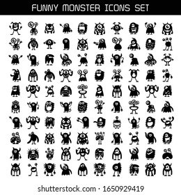 big set of cute monsters cartoons and aliens
