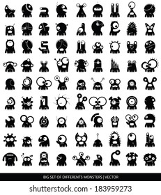 Big set of cute monsters isolated on white. vector