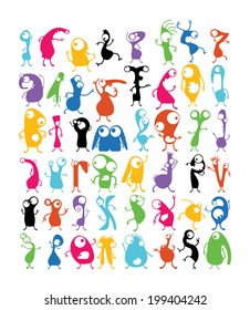 Big set of cute monsters isolated on white  vector