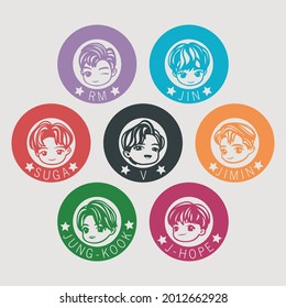 big set cute sticker concept vector design