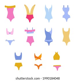Trato de baño de verano para mujeres y niñas con vector de clipart para nadar en la piscina, el mar, el océano. Ilustración vectorial aislada en el fondo