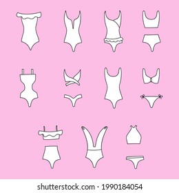 Trato de baño de verano para mujeres y niñas con vector de clipart para nadar en la piscina, el mar, el océano. Ilustración vectorial aislada en el fondo