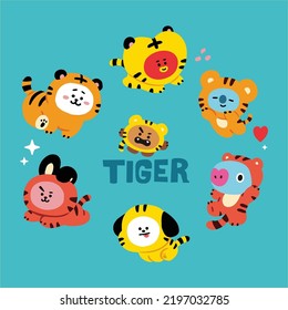 diseño vectorial de la pegatina del tema tigre lindo