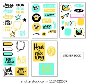 Big Set of  Cute Vector Cards, Notes, Stickers, Labels, Tags . Template for Greeting Scrap booking, Congratulations, Invitations. Vertical Card Design