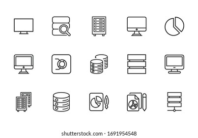 Big set of big data line icons. Vector illustration isolated on a white background. Premium quality symbols. Stroke vector icons for concept or web graphics. Simple thin line signs. 