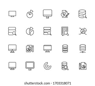 Big set of big data line icons. Vector illustration isolated on a white background. Premium quality symbols. Stroke vector icons for concept or web graphics. Simple thin line signs. 
