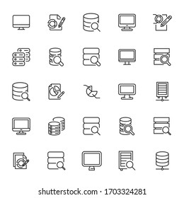 Big set of big data line icons. Vector illustration isolated on a white background. Premium quality symbols. Stroke vector icons for concept or web graphics. Simple thin line signs. 