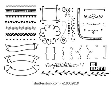big set of decorative elements/ borders, frame, banners, brackets, wreaths and text dividers. vector design elements