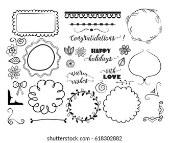 big set of decorative elements/ borders, frame, corners,wreaths and text dividers. vector design elements