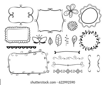 big set of decorative elements. borders, frame, brackets,wreaths and text dividers. vector design elements