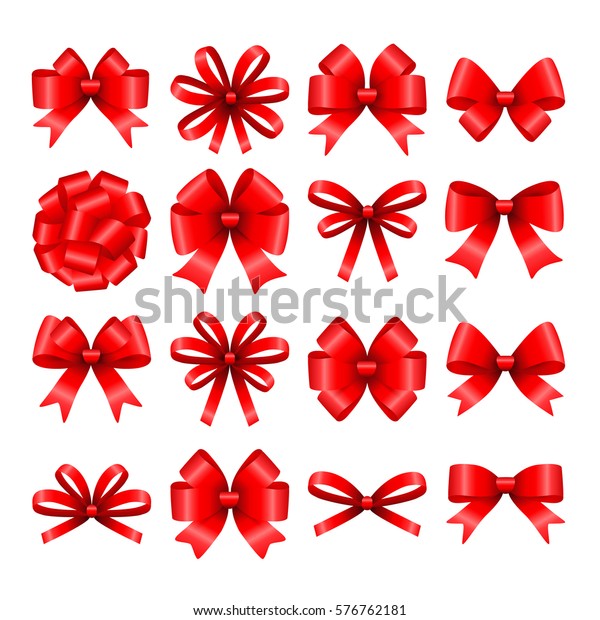 Big Set Decorative Red Gift Bows Stock Vector (Royalty Free) 576762181