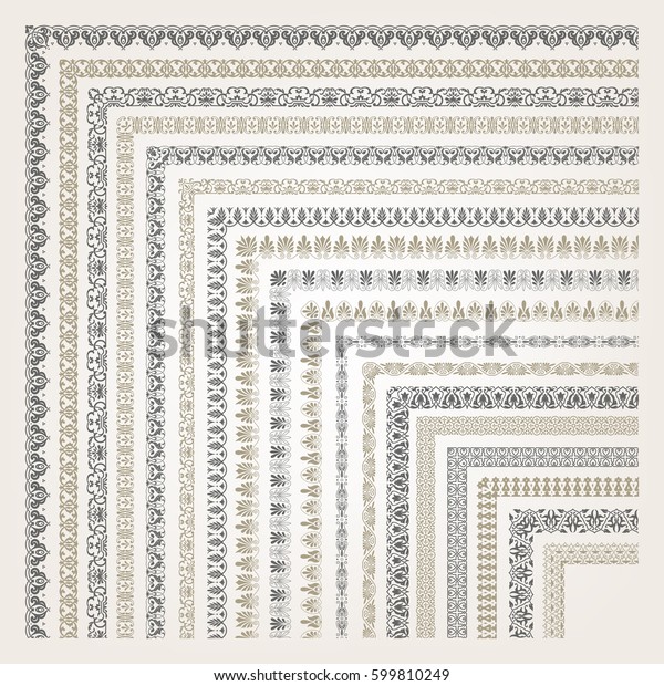 Big Set Decorative Seamless Ornamental Border Stock Vector (Royalty ...