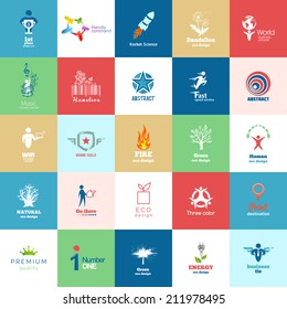 Big set of Design color icons. Design Icon of People, Eco, Organic, Natural, Green, Ecological Products, Technologies.