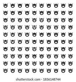 big set of devil monster with horn emoticon icons vector set