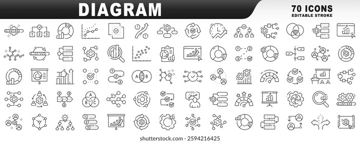 Big set of diagram related line icons. Editable stroke