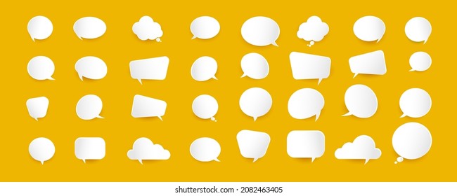 Big set of dialog boxes bubble chat comunication collection set on yellow background