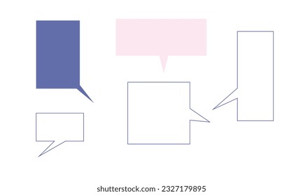 Big set of dialog boxes different variants drawn by hand. Vector flat illustrations. Collection pastel color doodle for talk, dialogue, decoration on white background.