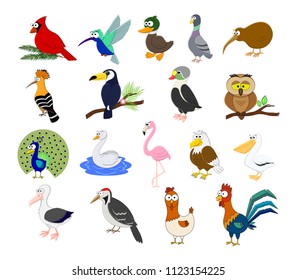 Big Set Different Cartoon Birds Vector Stock Vector (Royalty Free ...