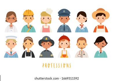 Big Set Different Children Professions Boys Stock Vector (royalty Free 