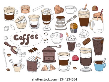 Big Set Different Coffee Drinks Isolated Stock Vector (Royalty Free ...